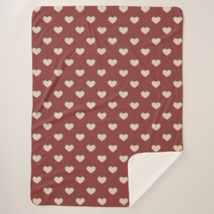 Gold Red Cream Glitter Hearts  Sherpa Blanket