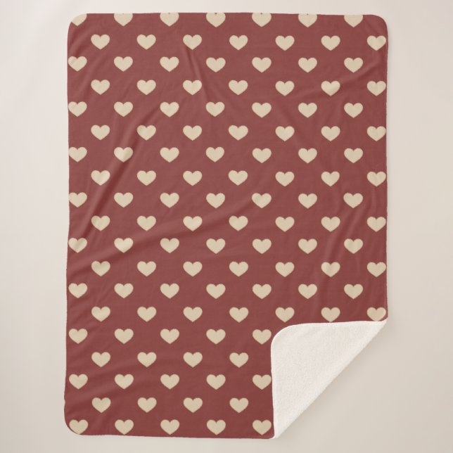 Gold Red Cream Glitter Hearts  Sherpa Blanket (Front)