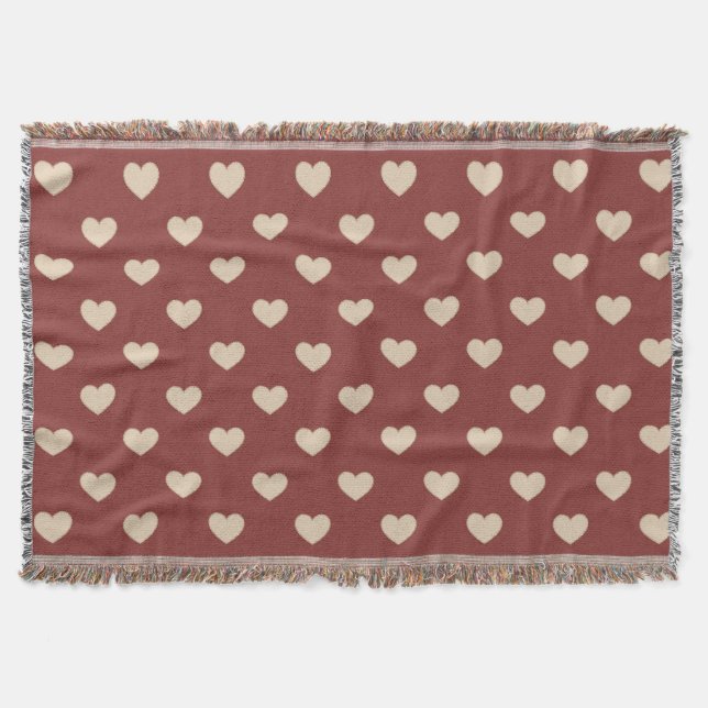 Gold Red Cream Glitter Hearts  Throw Blanket (Front)
