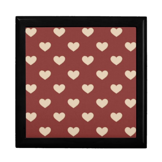 Gold Red Cream Glitter Hearts Valentine's Day Gift Box (Front)