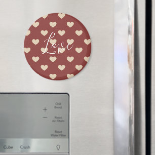Gold Red Cream Glitter Hearts Valentine's Day Magnet