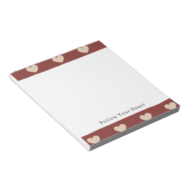 Gold Red Cream Glitter Hearts Valentine's Day Notepad (Angled)