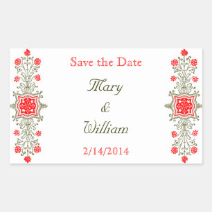 Gold Red Custom Save the Date Stickers