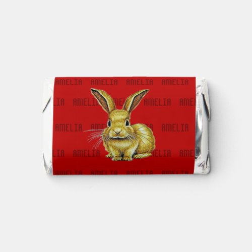 Gold Red Cute Rabbit Custom Name Hersheys Miniatures