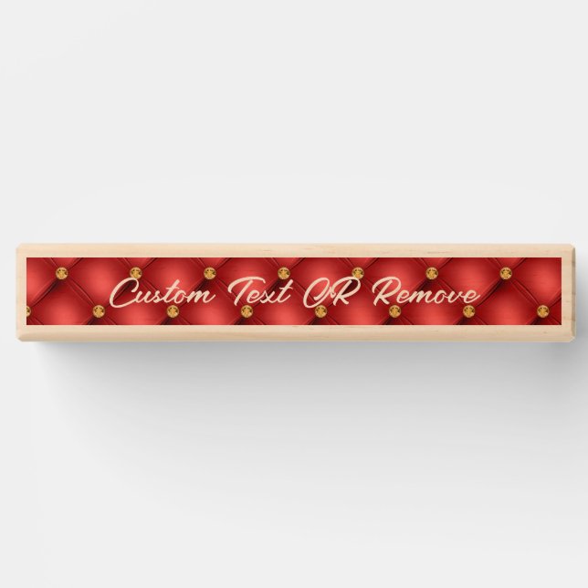 Gold Red Diamond Tufted Custom Text Topple Tower (Front)