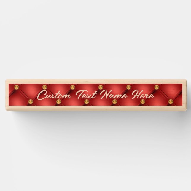 Gold Red Diamond Tufted Custom Text Topple Tower (Front)