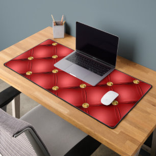 Gold Red Diamond Tufted Desk Mat