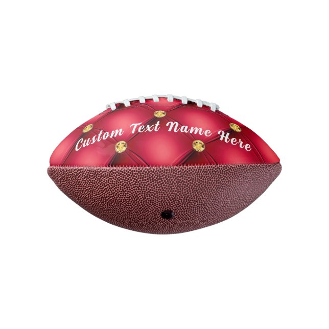 Gold Red Diamond Tufted Your Text Football Gift (Rotated 270)