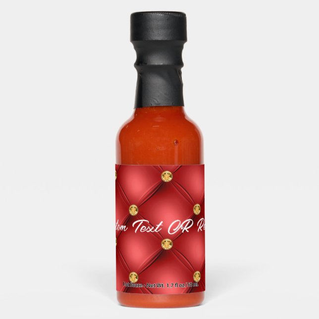 Gold Red Diamonds Hot Sauces with Custom Text (Front)
