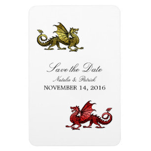 Gold Red Dragon Save the Date Magnet