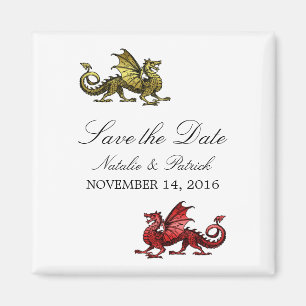 Gold Red Dragon Save the Date Magnet