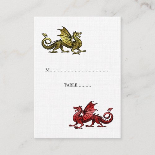 Gold Red Dragon Wedding Place Card