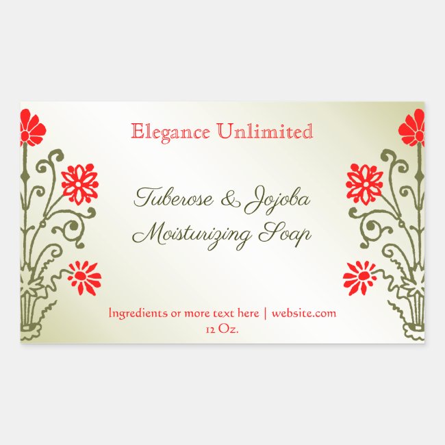 Gold Red Editable Soap or Craft Stickers