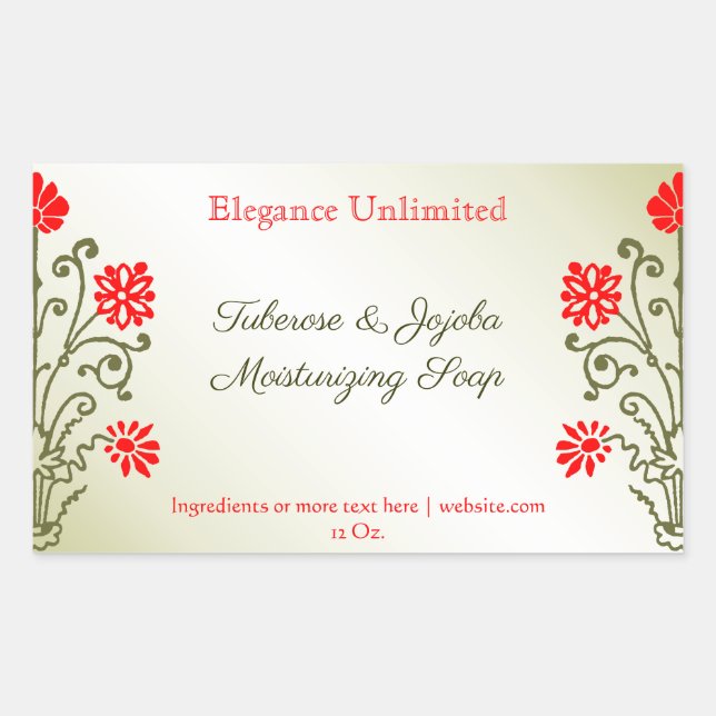 Gold Red Editable Soap or Craft Stickers (Front)