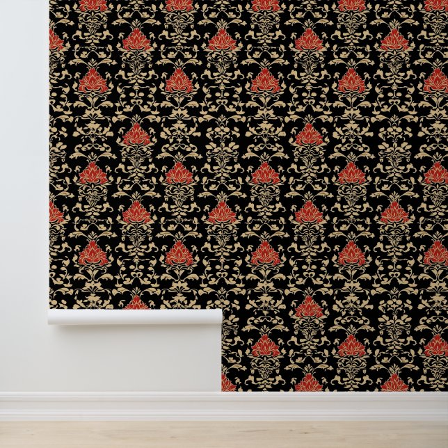 Gold Red Elegant Pattern Wallpaper (Application)