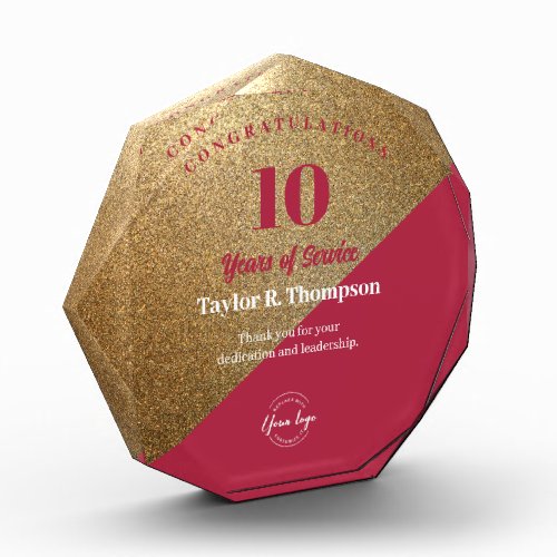 Gold RED Employee years of service Company logo Acrylic Award