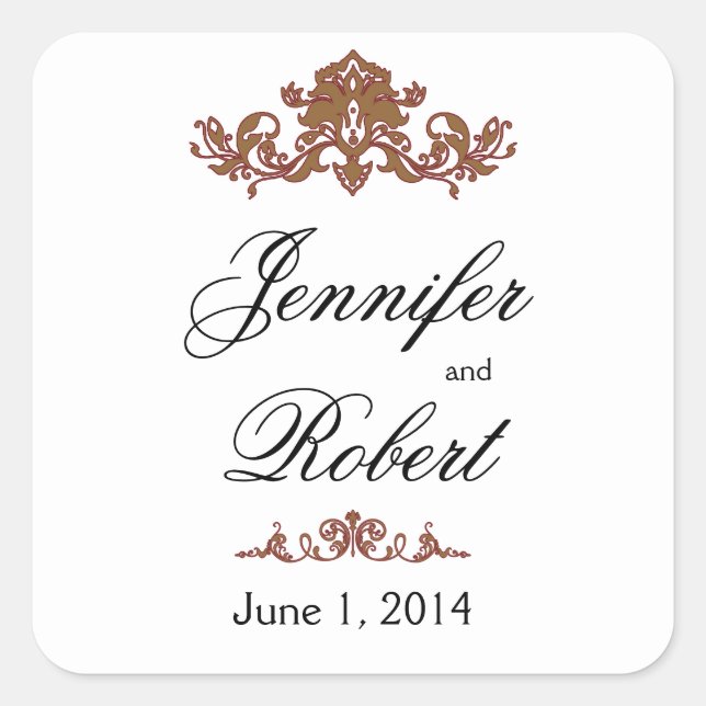 Gold Red Filigree Vintage Scroll Envelope Seal (Front)