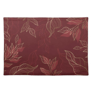 Gold Red Floral Cloth Placemat
