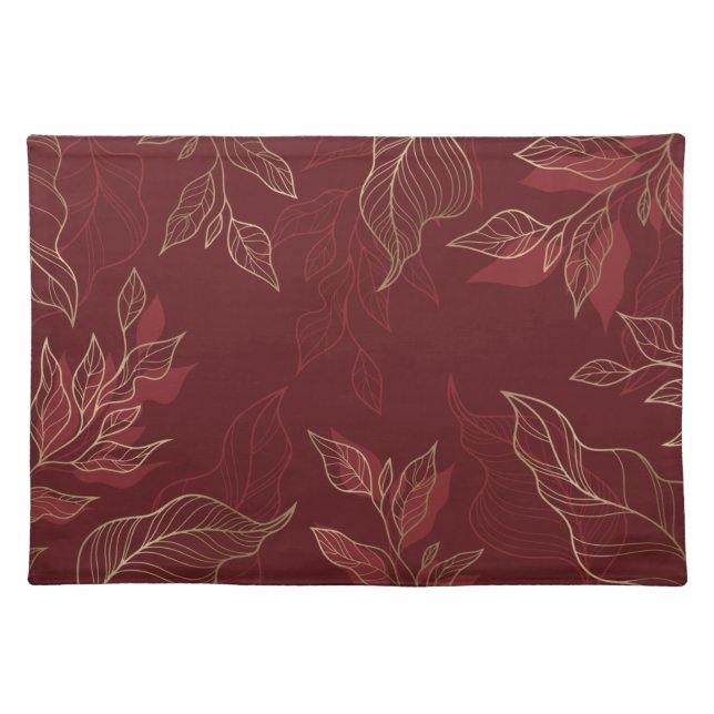 Gold Red Floral Cloth Placemat (Front)
