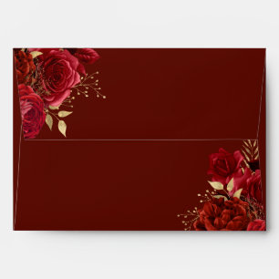 Gold Red Floral Elegant Envelope