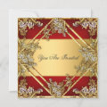 Gold Red Floral Frame Party Invitation Gold Red | Zazzle
