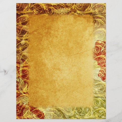 Gold  Red Flourish Tapestry Scrapbook Paper