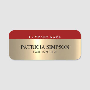 Gold Red: For Formal Event Or Professional Setting Name Tag