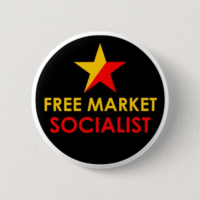 Gold/Red Free Market Socialist Button (Front)