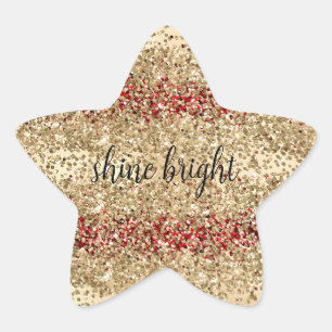 Gold Red Glitzy Glitter Sparkle Confetti Shine Star Sticker
