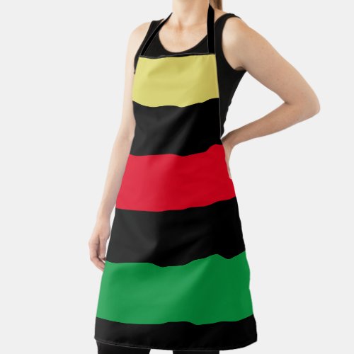 Gold Red Green Black Thick Lines Pan African Apron
