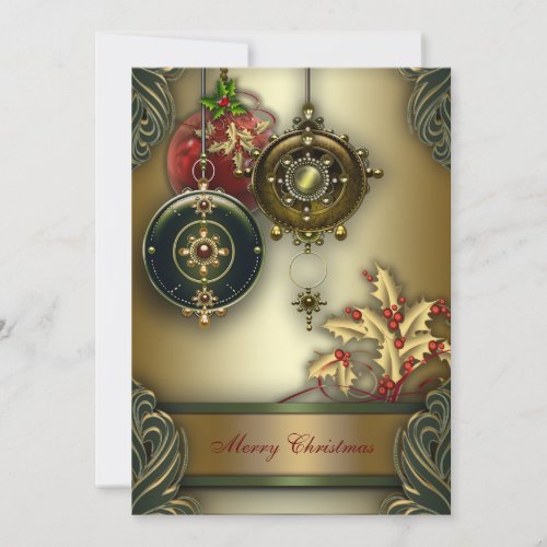 Gold Red Green Christmas Holiday Party Invitation