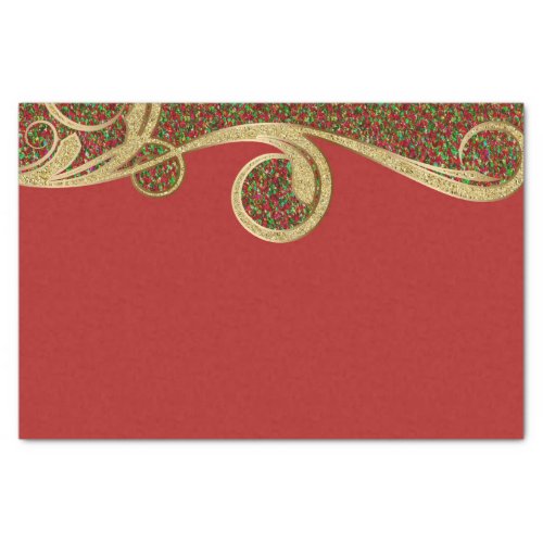 Gold Red Green Holiday Christmas Glam Gift Wrap Tissue Paper