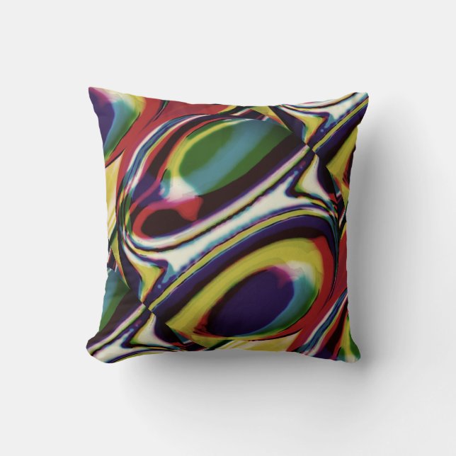 Gold Red Green Violet Black Diagonal Circles Throw Pillow (Front)