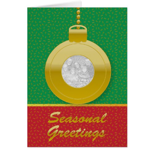 Gold Red  green Xmas Photo baubel Greetings