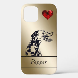 Gold/Red Heart Inked Dalmatian Dog iPhone 12Case iPhone 12 Case