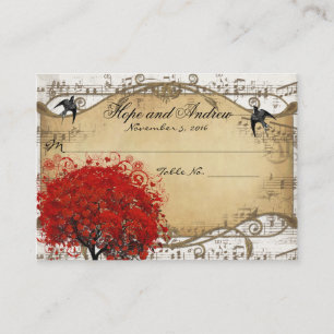 Gold  Red Heart Leaf Place Card Menu Selection