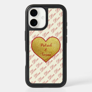 Gold Red Heart Romance Cute Elegant Valentines Day iPhone 16 Case