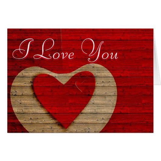 Gold Red Heart with Wodden Background I love you (Front Horizontal)