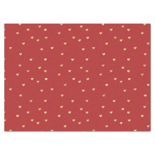 Gold Red Hearts Tissue Paper