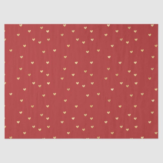 Gold Red Hearts Valentine's Day Tissue Paper (Front)