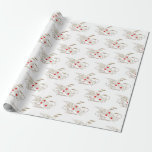 Gold Red Holly Music Notes Merry Christmas Gift  Wrapping Paper