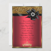 Gold Red Leopard Print & Bow Photo Quinceanera Invitation (Back)