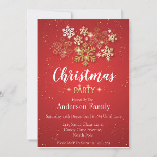 Gold & Red Luxury Style Christmas Party Invitation