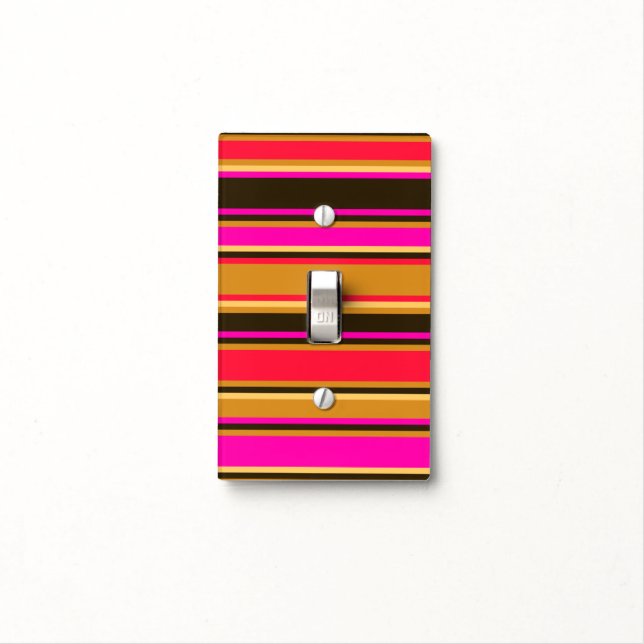 Gold, Red, & Magenta Striped Light Switch Cover (In Situ)