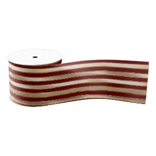 Gold Red Medium Stripes Grosgrain Ribbon