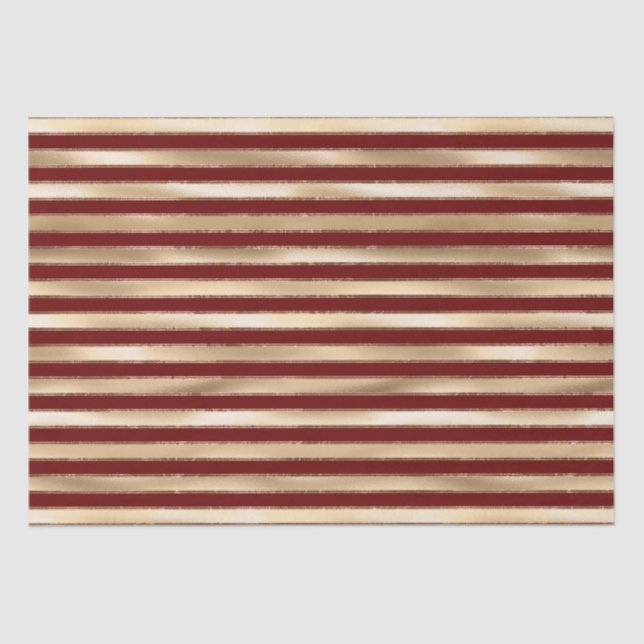 Gold Red Medium Stripes Tissue Paper (Front)