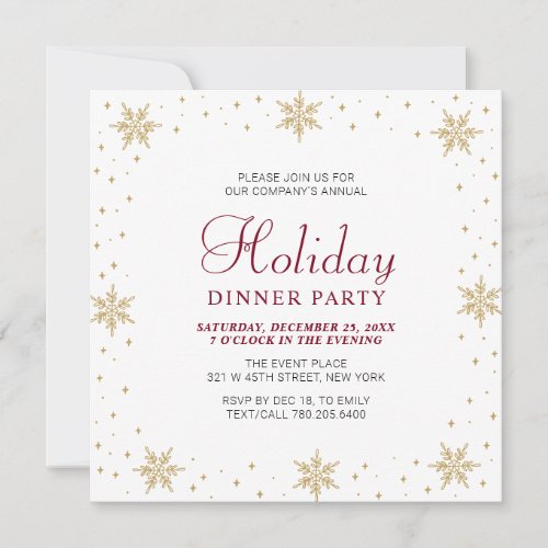 Gold  Red Modern Corporate Holiday Dinner Party Invitation