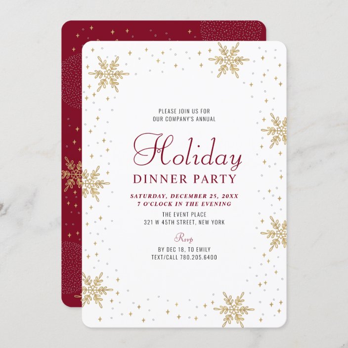 Gold & Red Modern Corporate Holiday Dinner Party Invitation | Zazzle.com