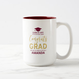 Gold & Red   Modern Graduation Custom Gift Two-Tone Coffee Mug