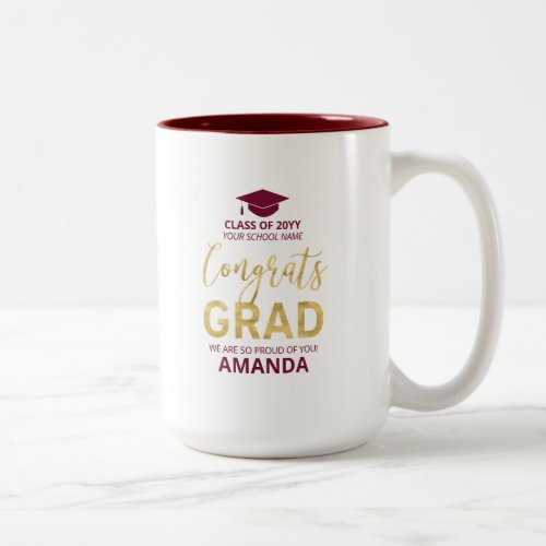 Gold  Red  Modern Graduation Custom Gift Two_Tone Coffee Mug